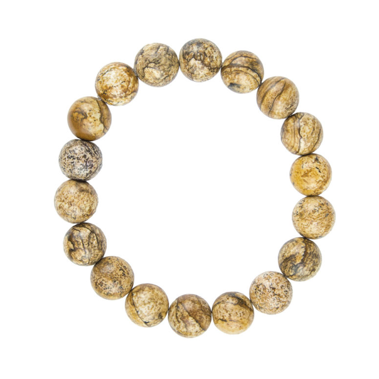 bracelet jaspe paysage pierres boules 10mm