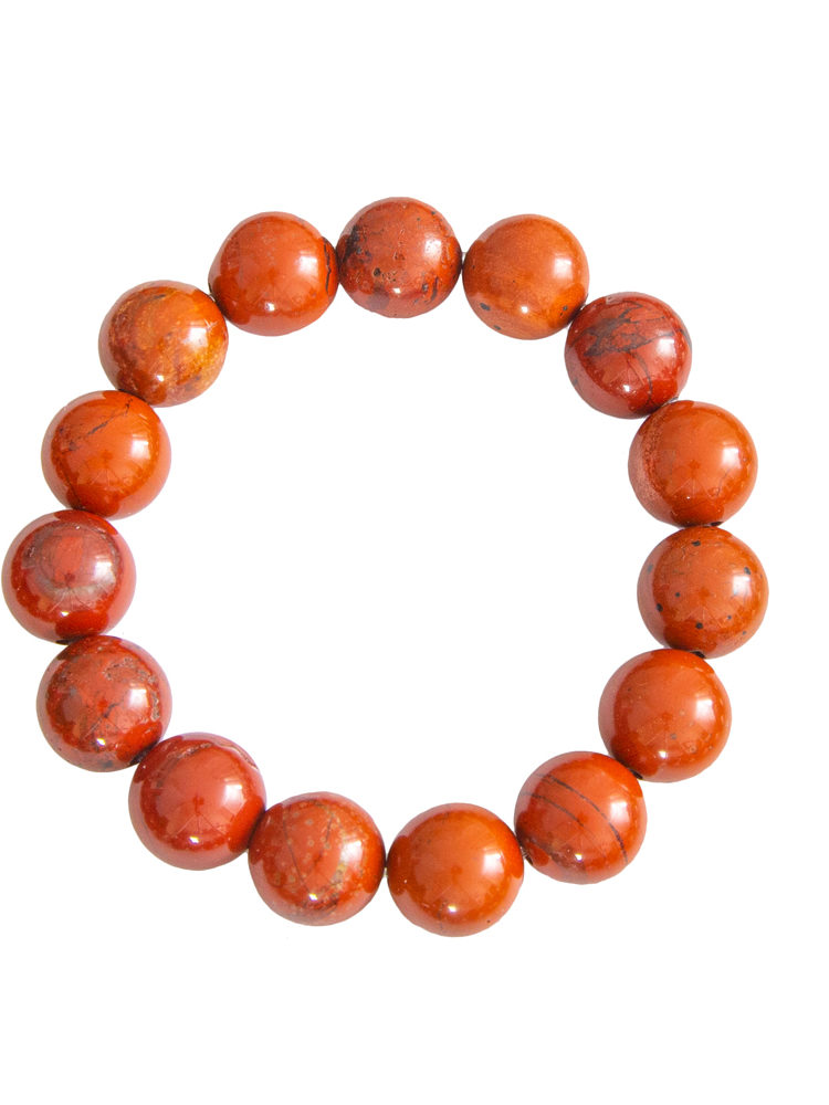 bracelet jaspe rouge pierres boules 12mm