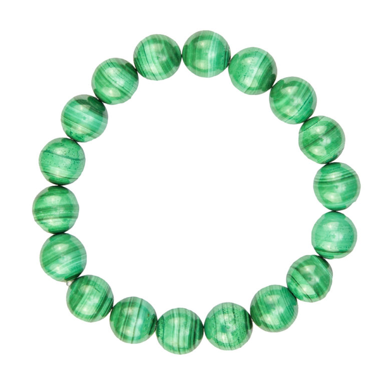 bracelet malachite pierres boules 10mm