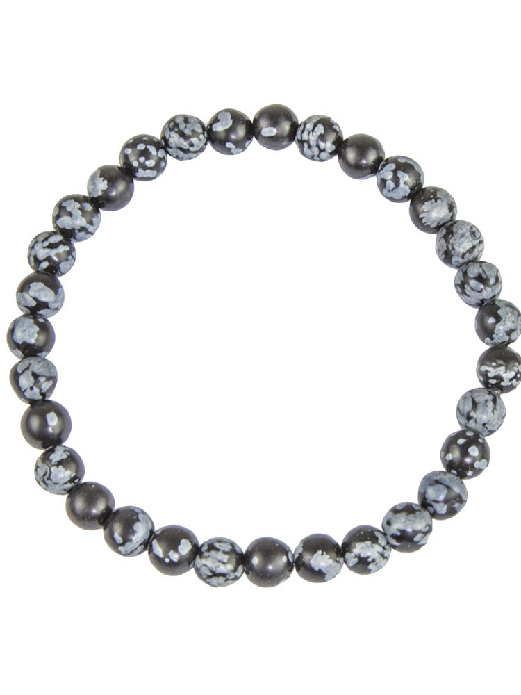 bracelet obsidienne flocon de neige pierres boules 6mm