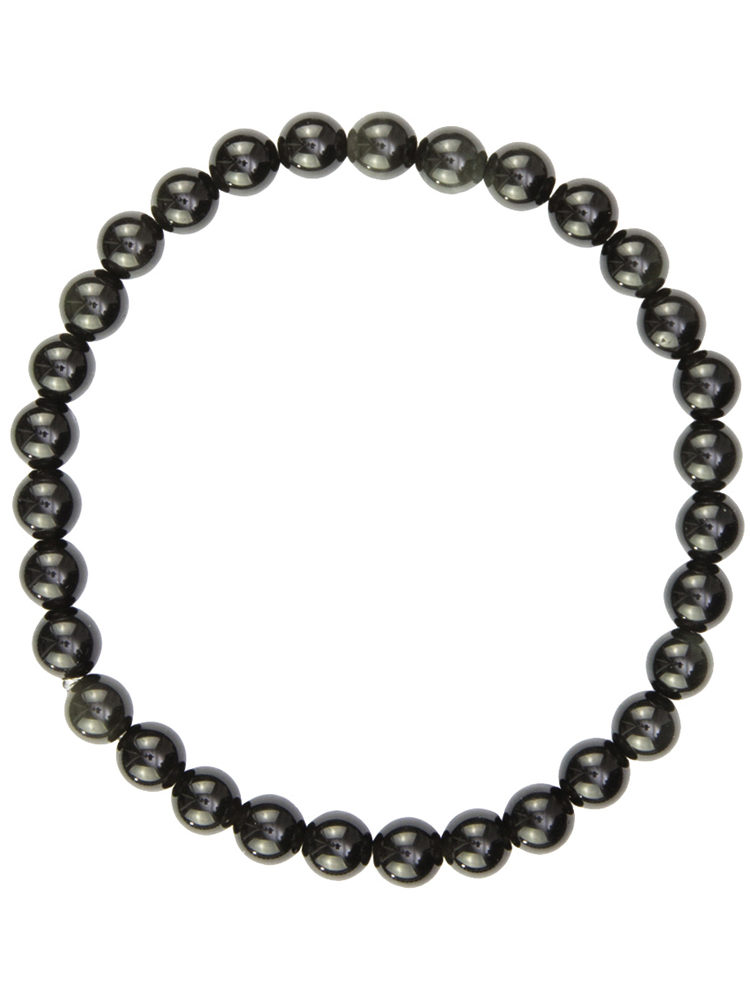 bracelet obsidienne noire pierres boules 6mm