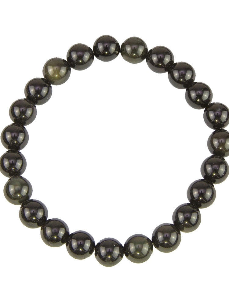 bracelet obsidienne noire pierres boules 8mm