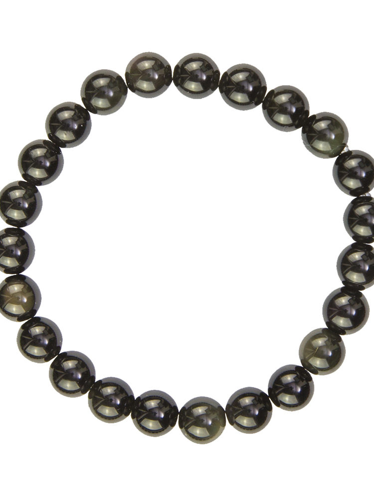 bracelet obsidienne noire pierres boules 8mm