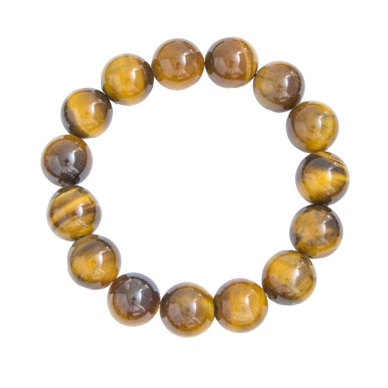 bracelet oeil de tigre pierres boules 12mm