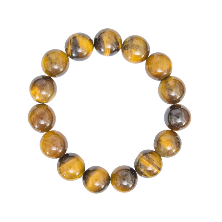 bracelet oeil de tigre pierres boules 12mm