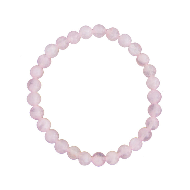 bracelet quartz rose pierres boules 6mm