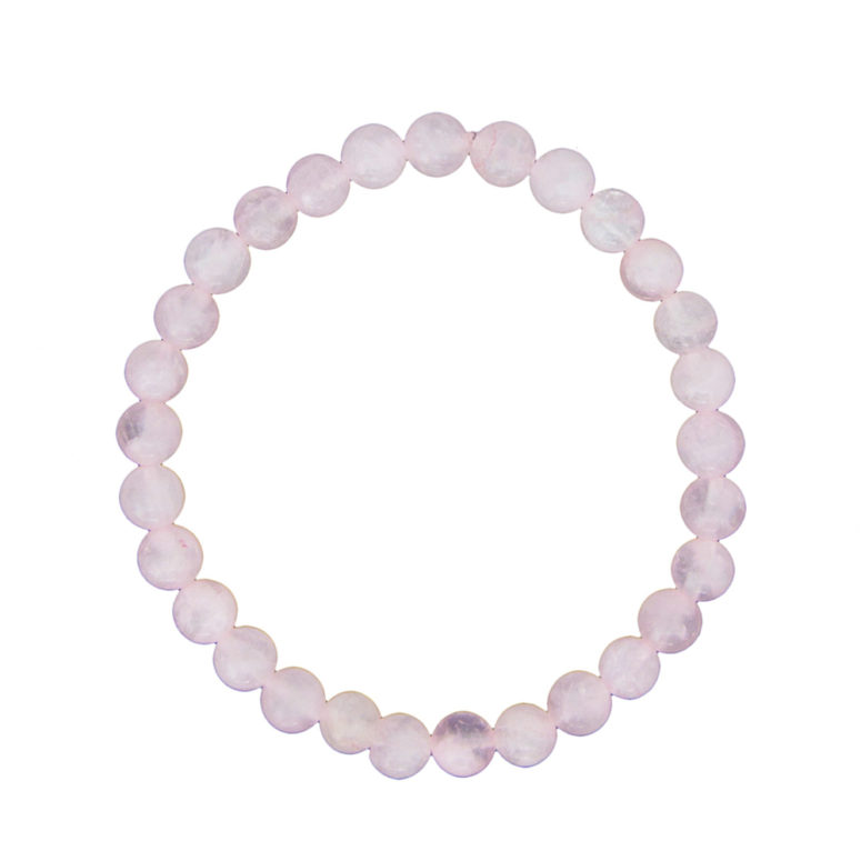 bracelet quartz rose pierres boules 6mm