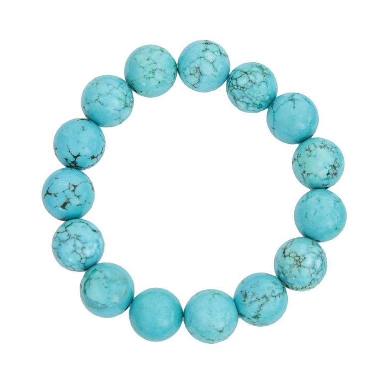 bracelet turquoise pierres boules 12mm