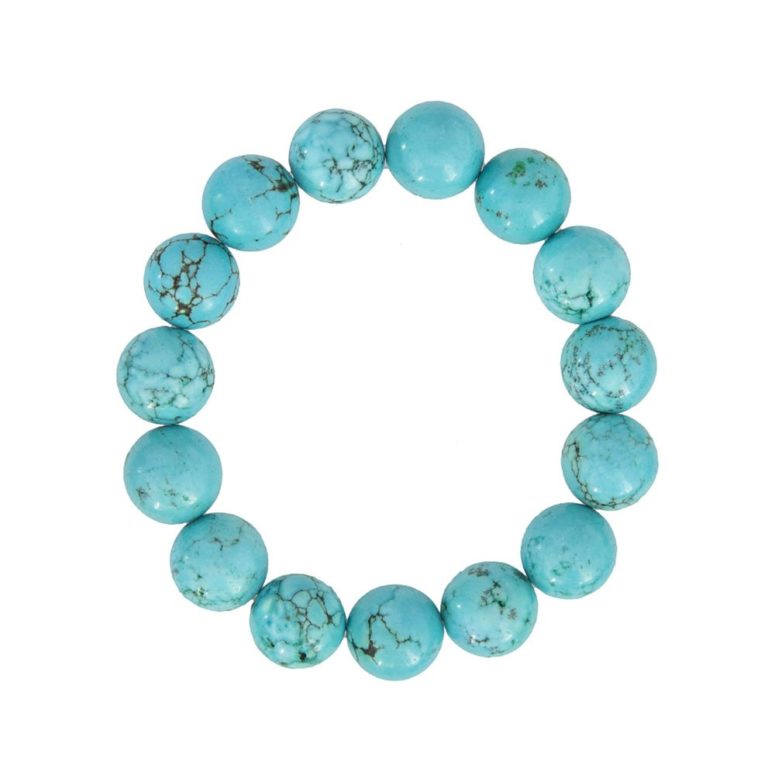 bracelet turquoise pierres boules 12mm