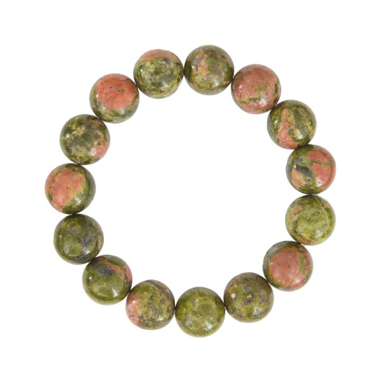 bracelet unakite pierres boules 12mm