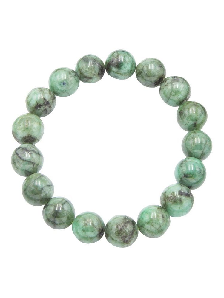 bracelet émeraude pierres boules 12mm