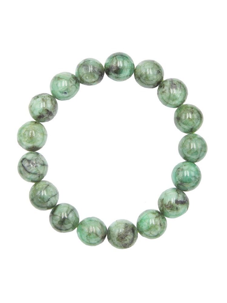 bracelet émeraude pierres boules 12mm