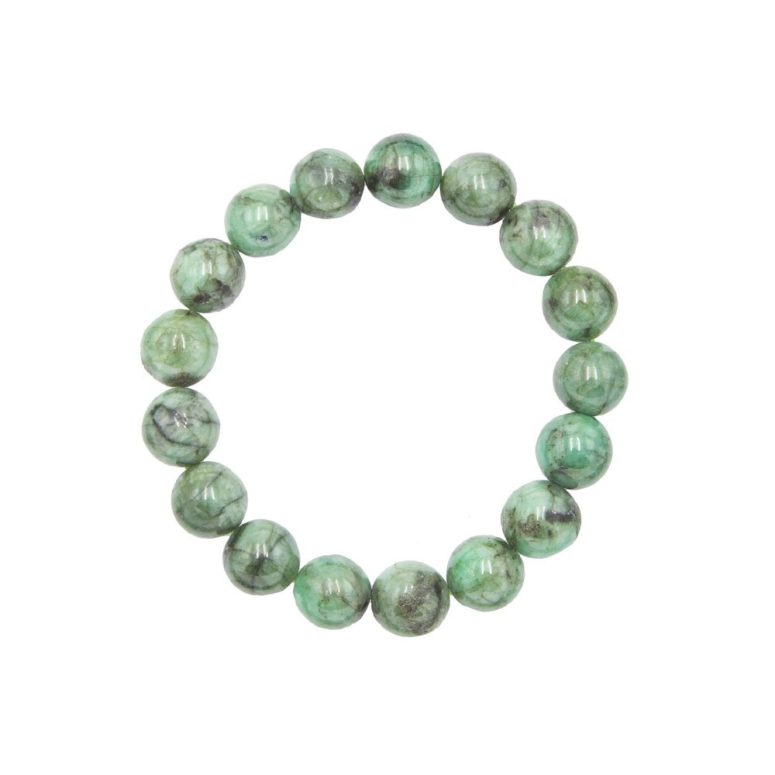 bracelet émeraude pierres boules 12mm