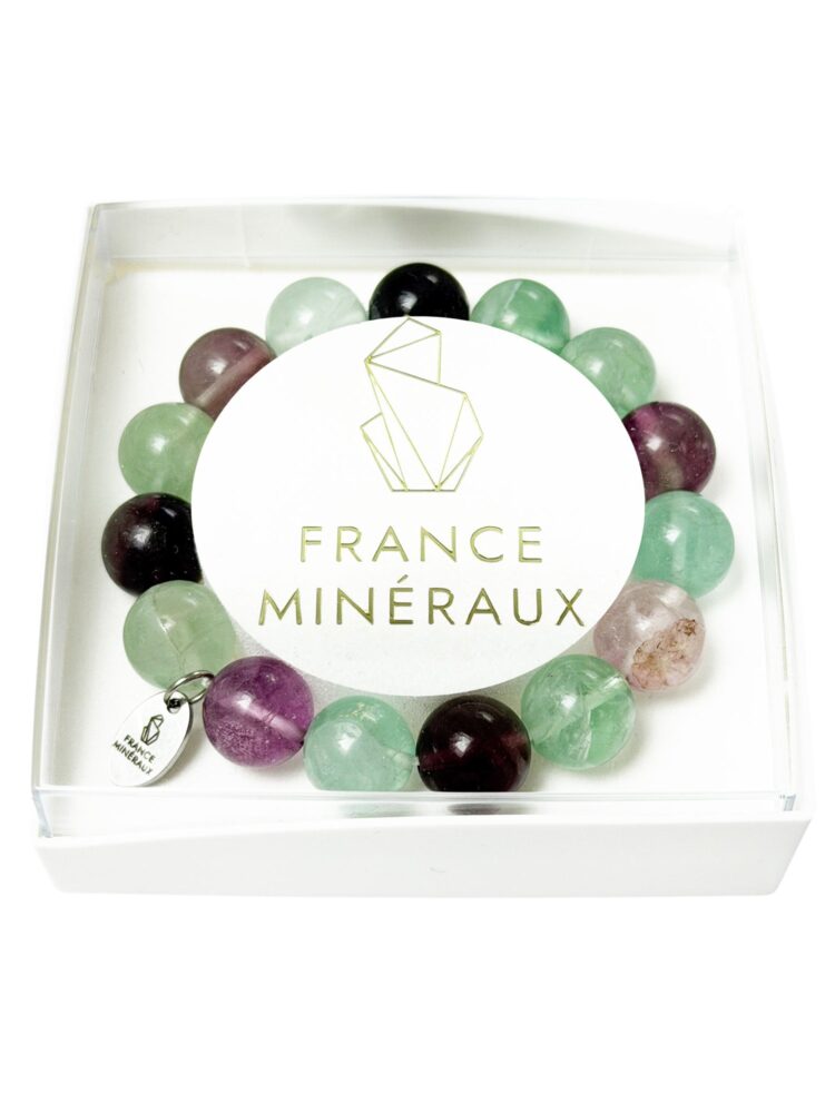Bracelet Fluorite Multicolore - Perles de 12mm