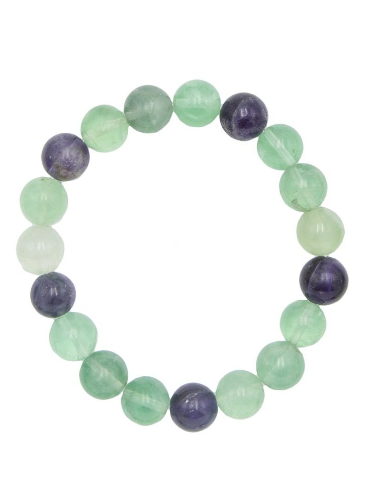 bracelet fluorite multicolore pierres boules 10mm