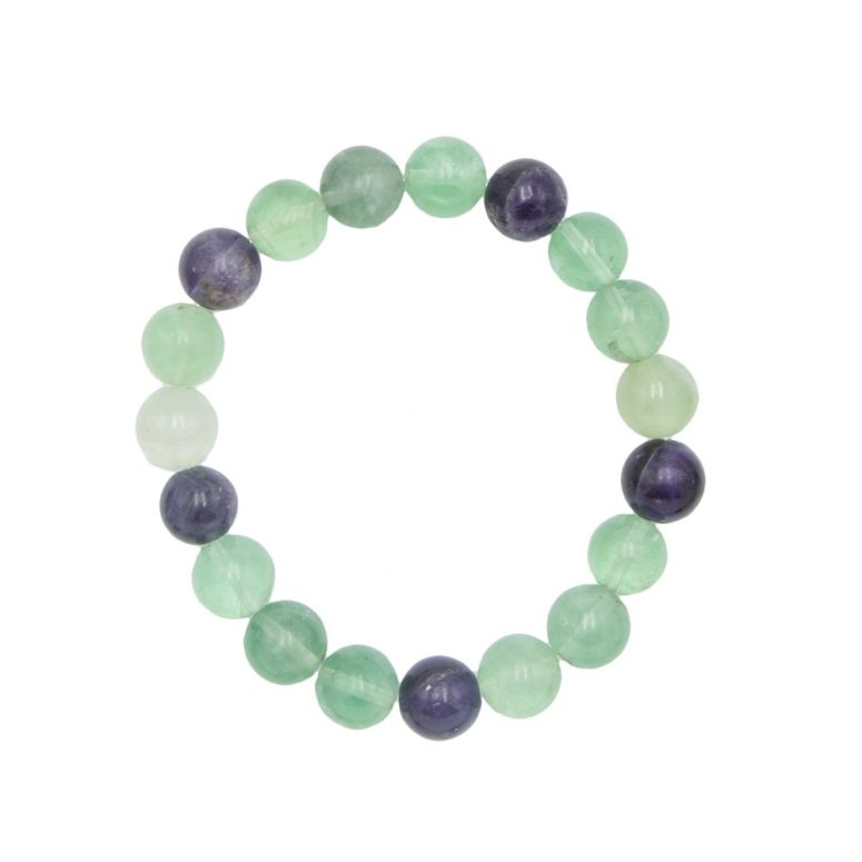 bracelet fluorite multicolore pierres boules 10mm