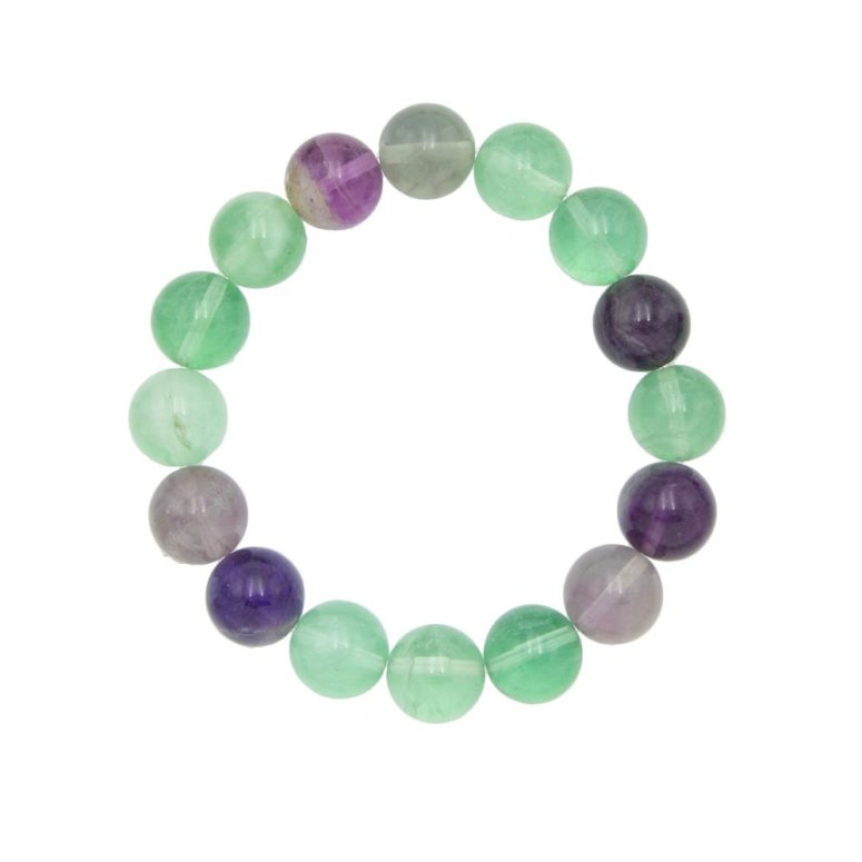 bracelet fluorite multicolore pierres boules 12mm