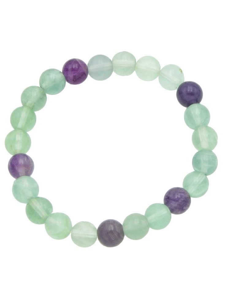 bracelet fluorite multicolore pierres boules 8mm