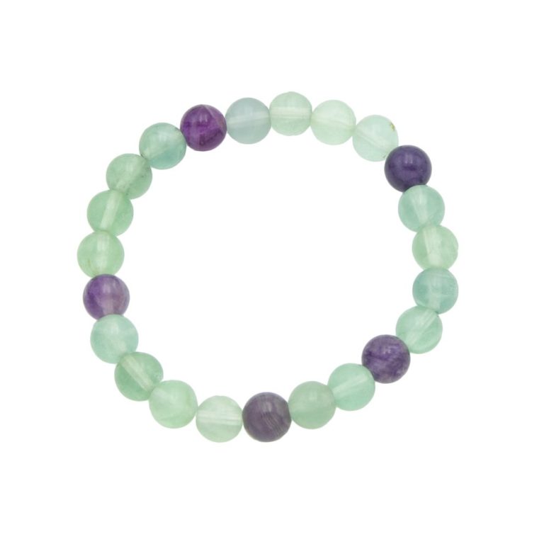 bracelet fluorite multicolore pierres boules 8mm