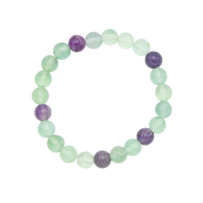 bracelet fluorite multicolore pierres boules 8mm