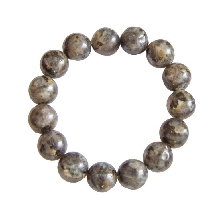 bracelet labradorite avec inclusions pierres boules 12mm