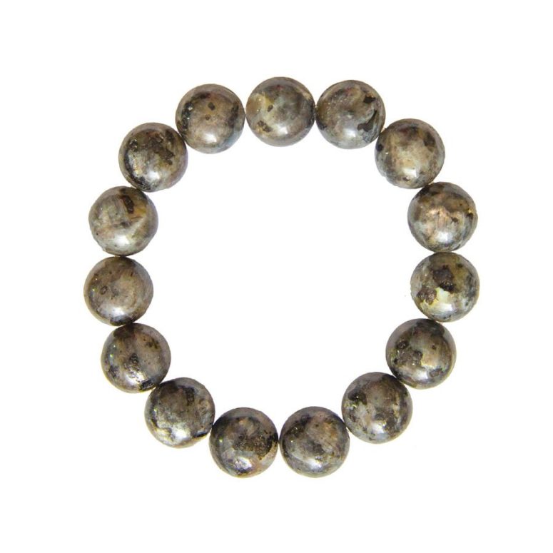 bracelet labradorite avec inclusions pierres boules 12mm