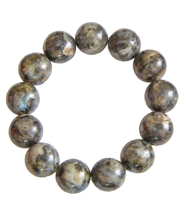 bracelet labradorite avec inclusions pierres boules 14mm