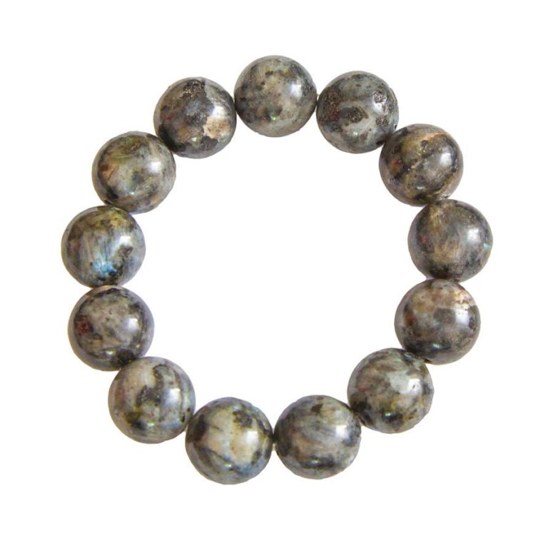 bracelet labradorite avec inclusions pierres boules 14mm