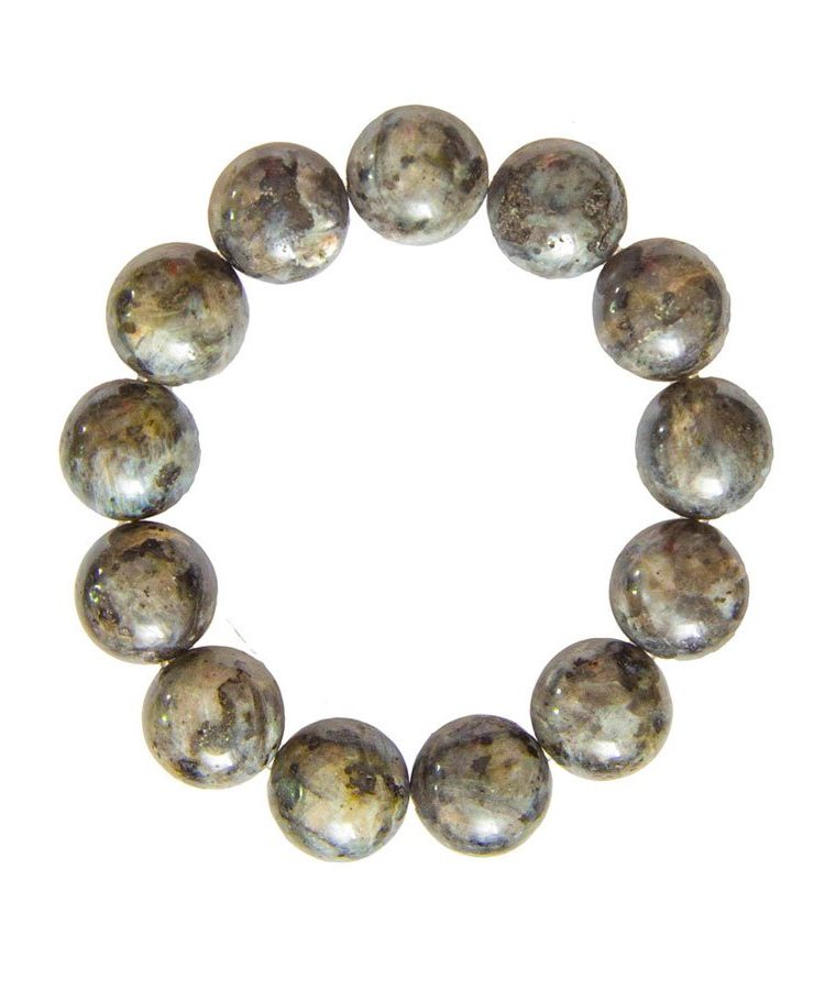 bracelet labradorite avec inclusions pierres boules 14mm