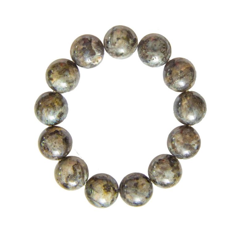 bracelet labradorite avec inclusions pierres boules 14mm