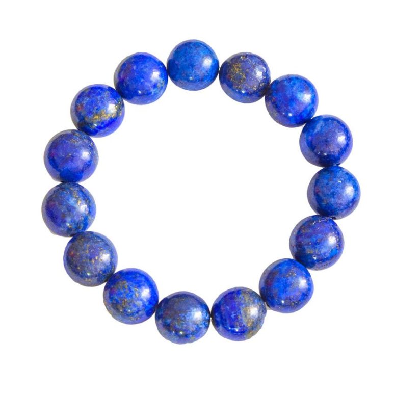 bracelet lapis-lazuli pierres boules 12mm