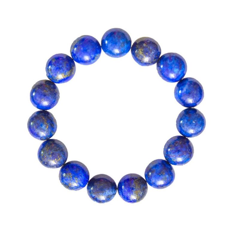 bracelet lapis-lazuli pierres boules 12mm