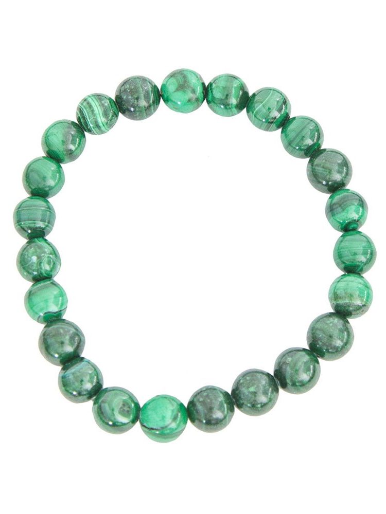 bracelet malachite pierres boules 8mm