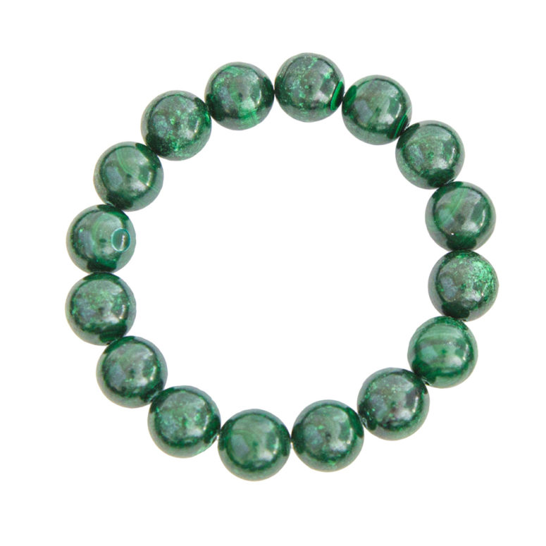 bracelet malachite pierres boules 12mm