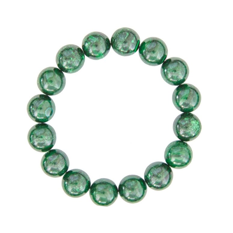 bracelet malachite pierres boules 12mm