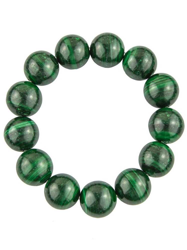 bracelet malachite pierres boules 14mm