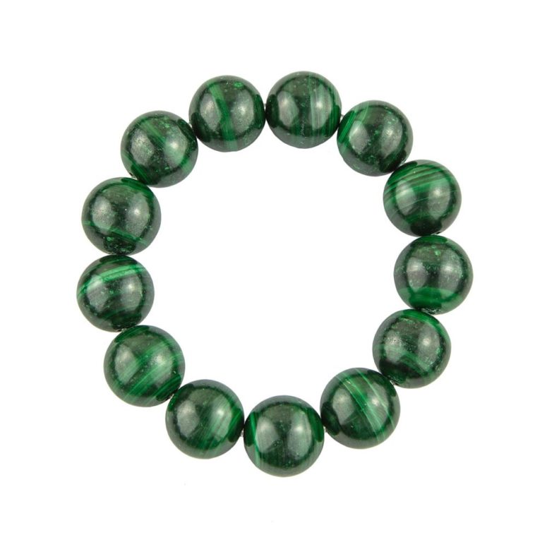 bracelet malachite pierres boules 14mm