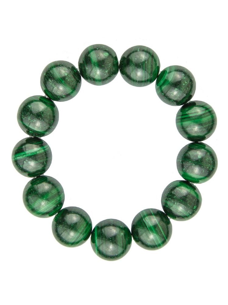 bracelet malachite pierres boules 14mm