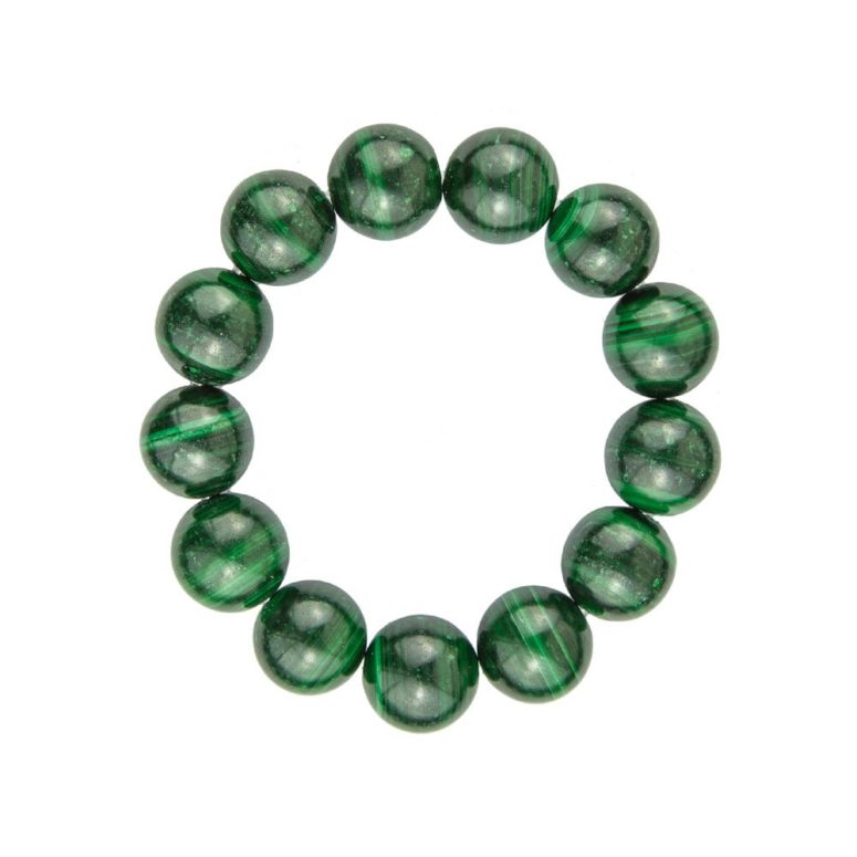 bracelet malachite pierres boules 14mm