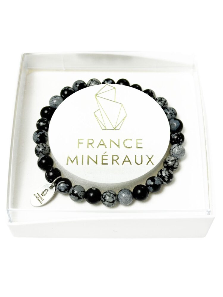 Bracelet Obsidienne Neige - Perles de 6mm