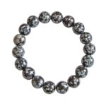 bracelet obsidienne neige pierres boules 10mm