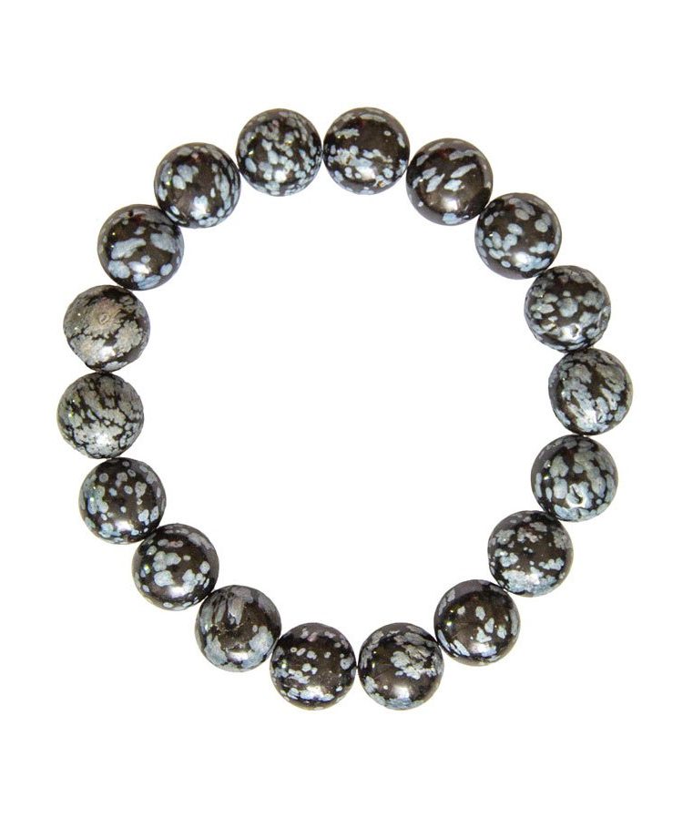 bracelet obsidienne neige pierres boules 10mm