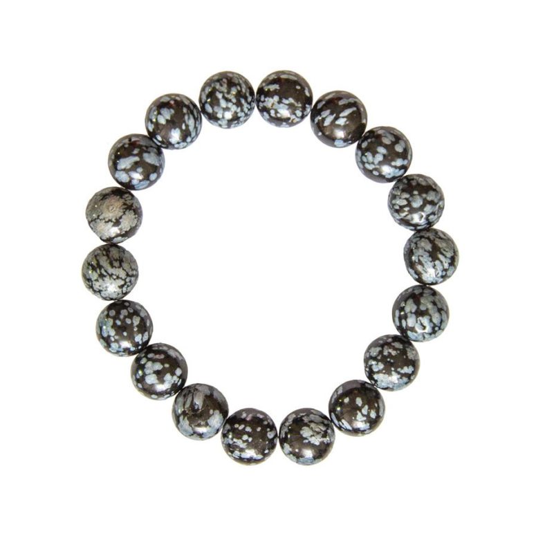 bracelet obsidienne neige pierres boules 10mm