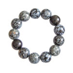 bracelet obsidienne neige pierres boules 14mm