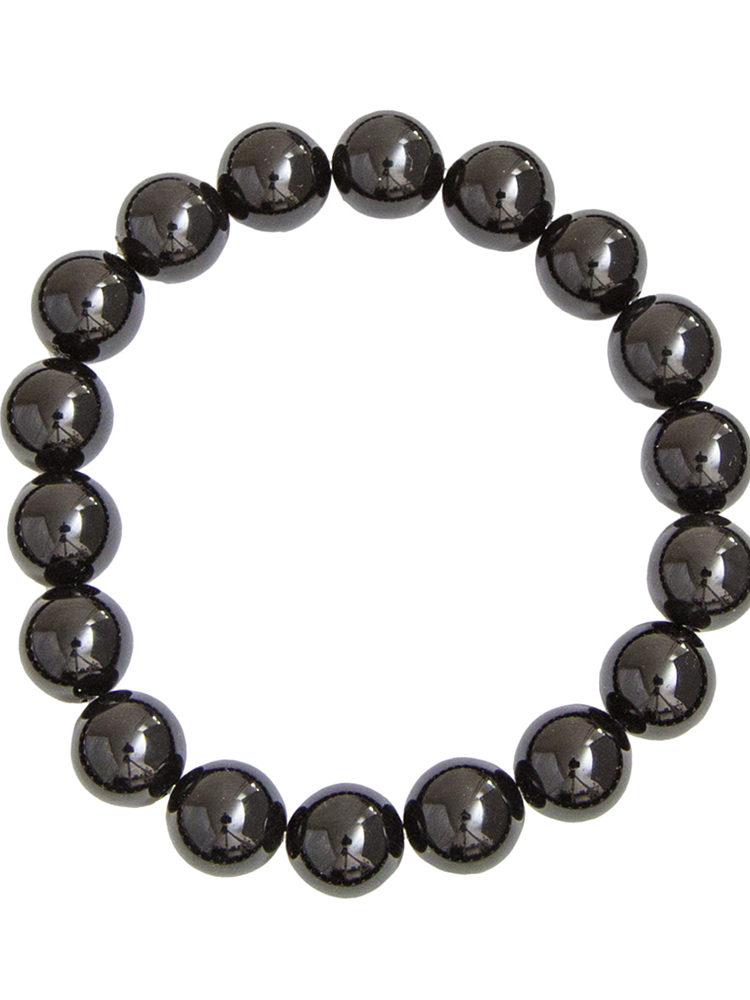 bracelet obsidienne noire pierres boules 10mm