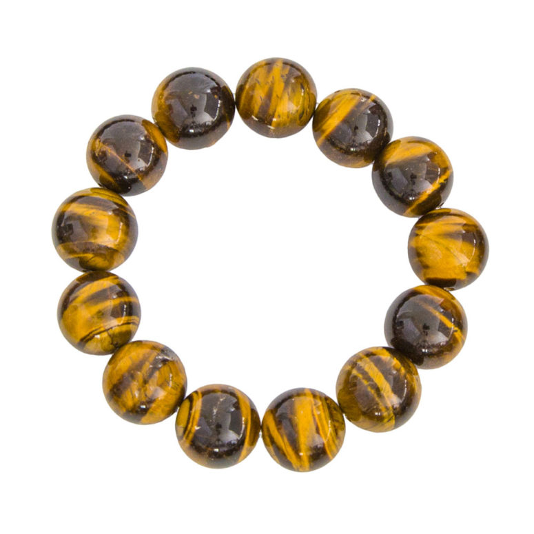 bracelet oeil de tigre pierre boules 14mm