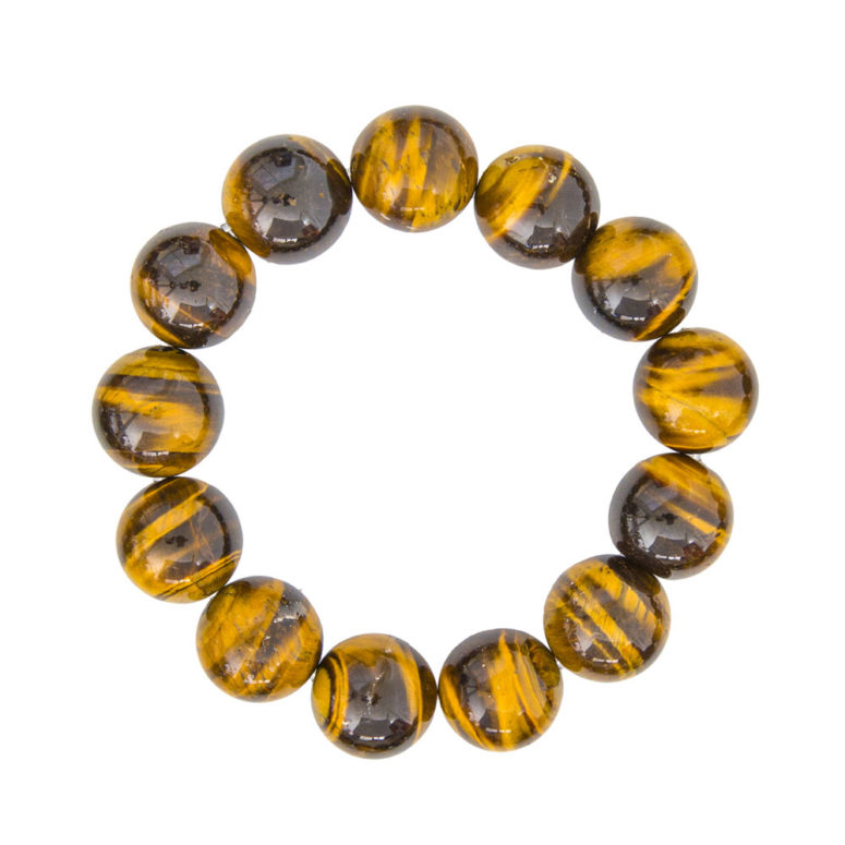 bracelet oeil de tigre pierre boules 14mm