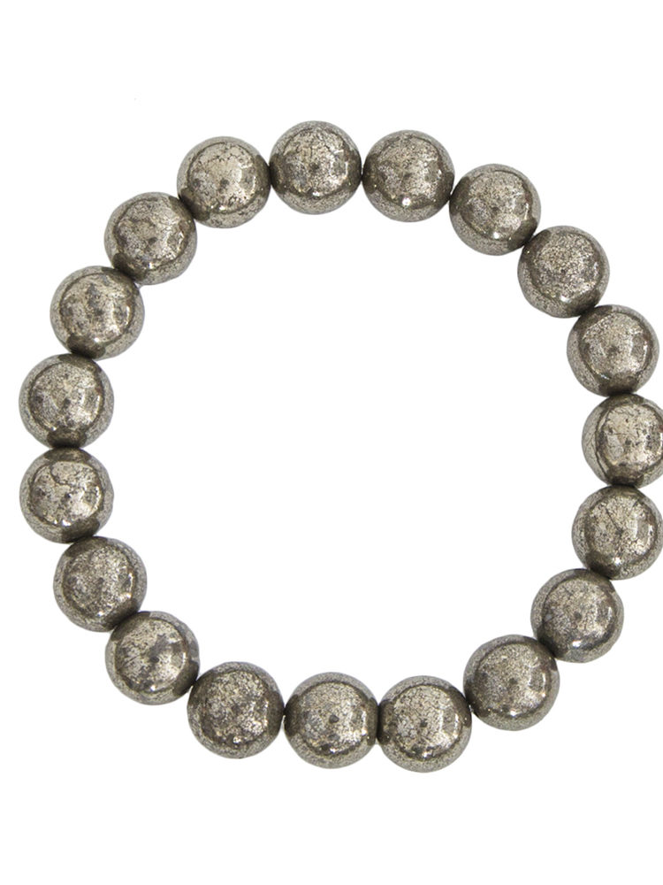 bracelet pyrite de fer pierres boules 10mm