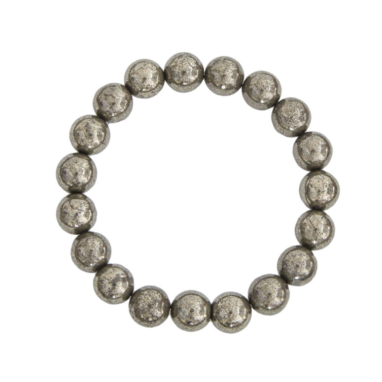 bracelet pyrite de fer pierres boules 10mm