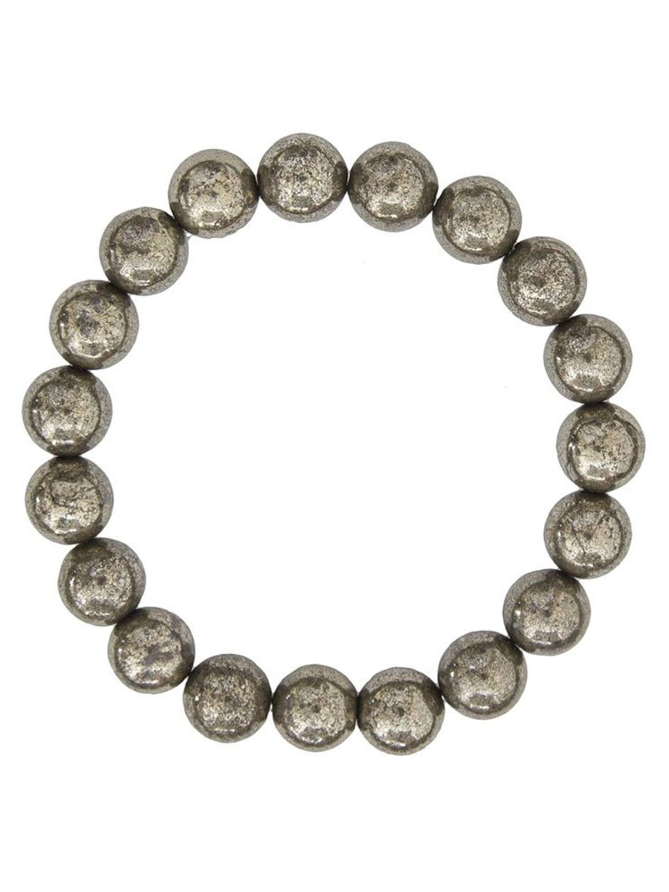 bracelet pyrite de fer pierres boules 10mm